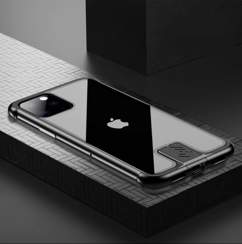 iPhone 11 Pro 5.8 Inch - 9H Hardcase Clear Tempered Glass & Aluminum Metal Slide