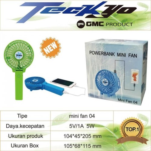 Kipas Mini Fan 04 Teckyo Kipas Plus Bisa Power Bank Plus Bisa Senter - GMC Produk