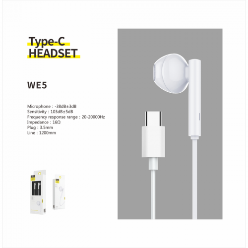 \Resong Headset HD Sound Bass Earphones With Microphone For Type C - Model WE5