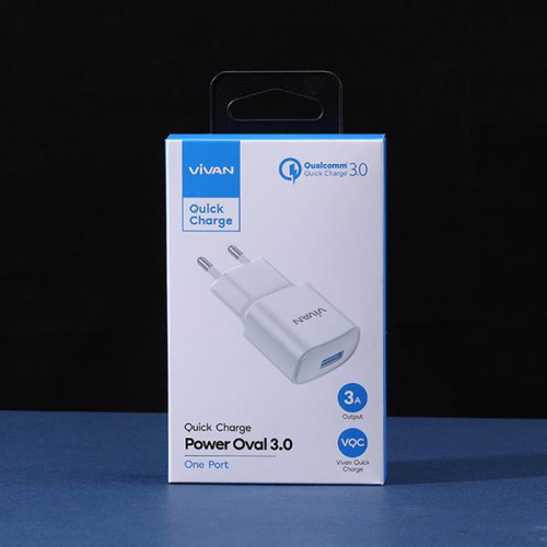 Charger / Adaptor Vivan Power Oval - 3.0A - Qualcomm Single Output USB Charger