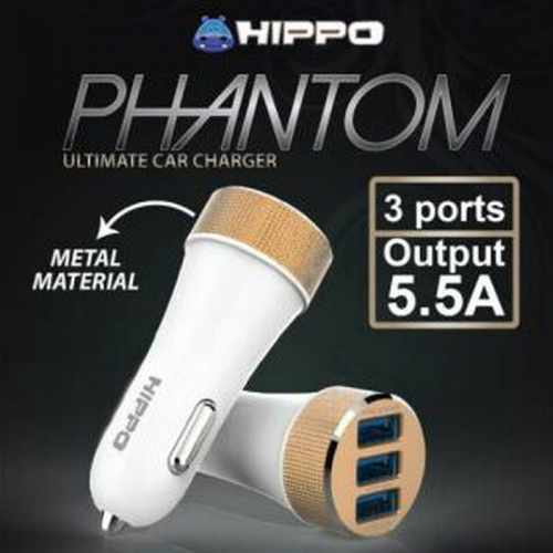Hippo Phantom Car Charger 3 Output 5.5A Simple Pack - Garansi Resmi