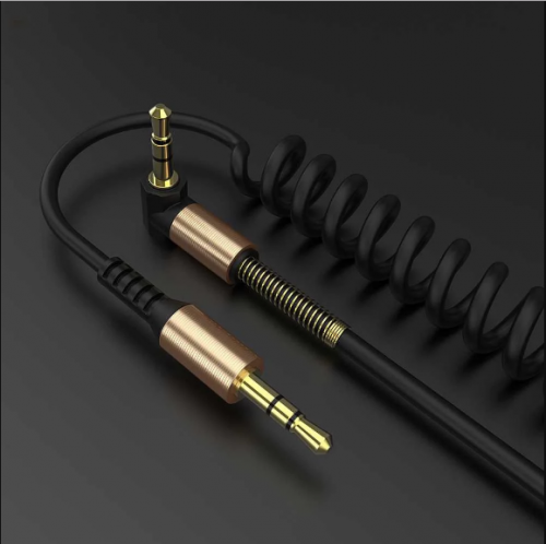 Kabel AUX Jack 3.5mm HiFi Spring Type L - Black