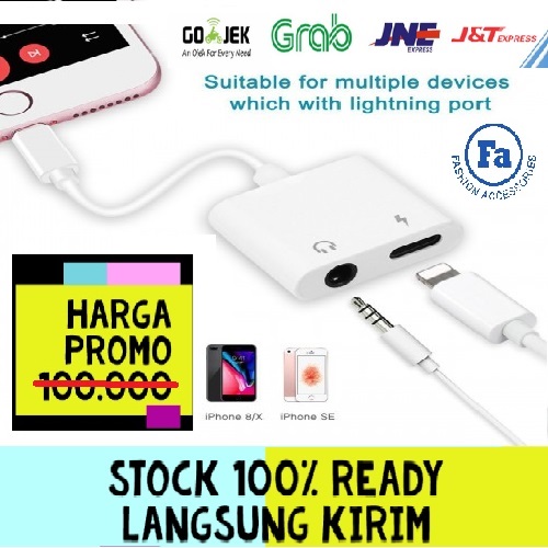 Ver.1 Lightning 3.5mm Jack Adapter Splitter iPhone Kabel Aux Converter Charger STRDY MH030 J-009