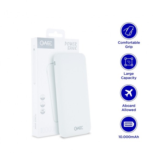 Power Bank Oase P-10 10.000 MAh Real Kapasitas Design Slim Tipis Quick Charger 2A Original Garansi