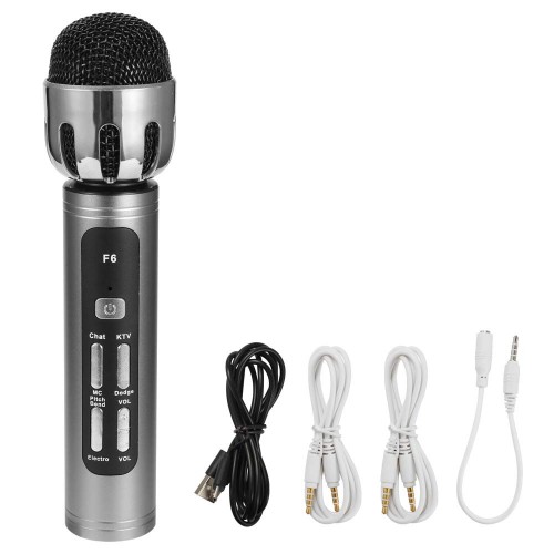 F6 PC Mic Mikrofon Siaran Langsung Bernyanyi / Smule / Game / Karaoke - Bluetooth Wireless