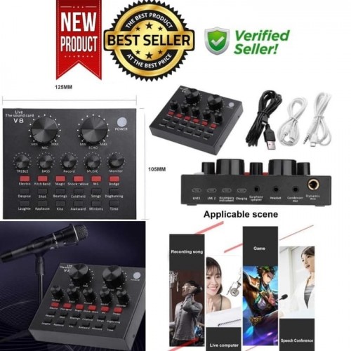Mixer Audio USB External Soundcard V8 Live Broadcast Microphone Headset - STRDY