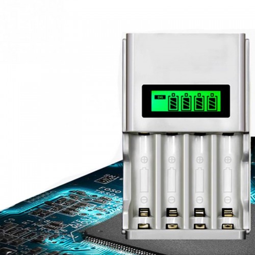 Taffware Charger Baterai 4 Slot LCD Display for AA AAA NiMh NiCd - C903W - Silver