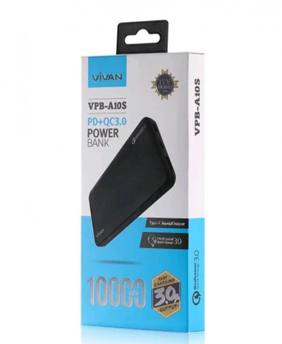 Vivan VPB-A10S 10.000 mah Fast Charging Power Bank Black